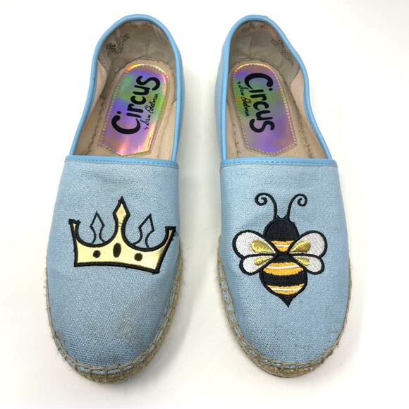 Sam Edelman Circus | Queen Bee Espadrilles Flats Blue Embroidered 7.5 - Picture 1 of 9